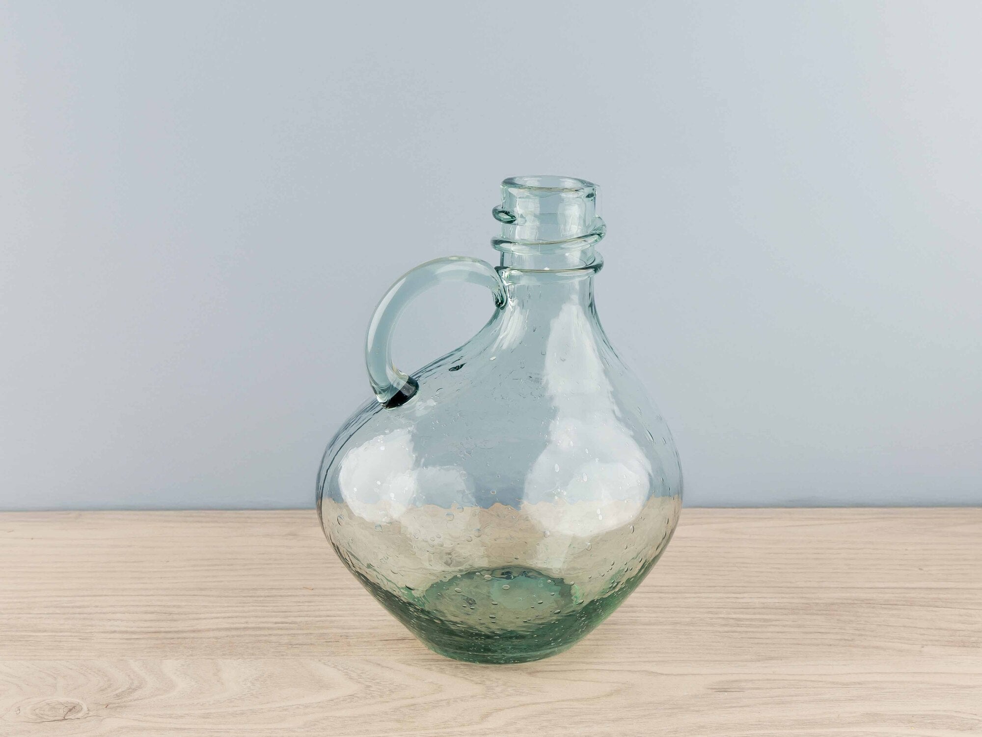 Glass Vase w/ Bubbles and Handle