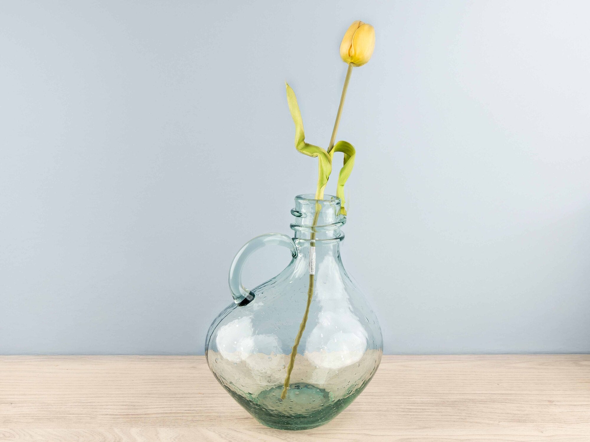 Glass Vase w/ Bubbles and Handle