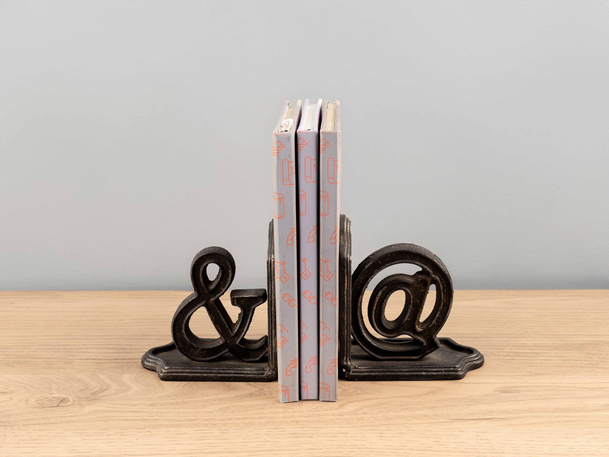 Cast Iron Bookends "&/@", Set of 2
