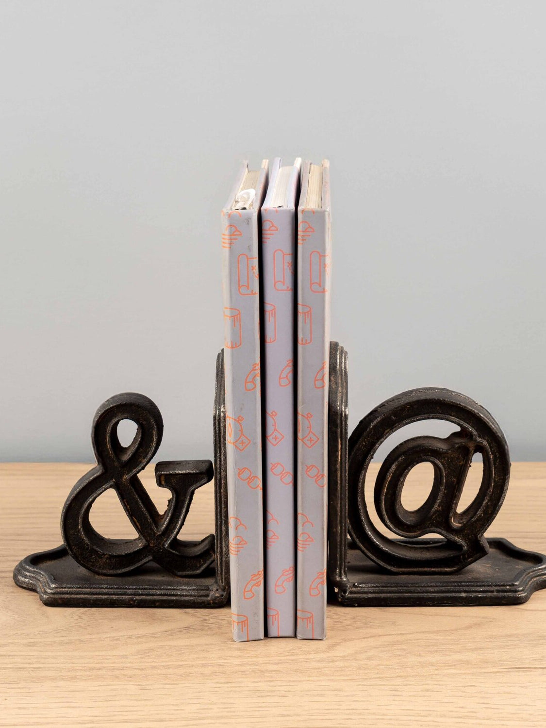 Cast Iron Bookends "&/@", Set of 2
