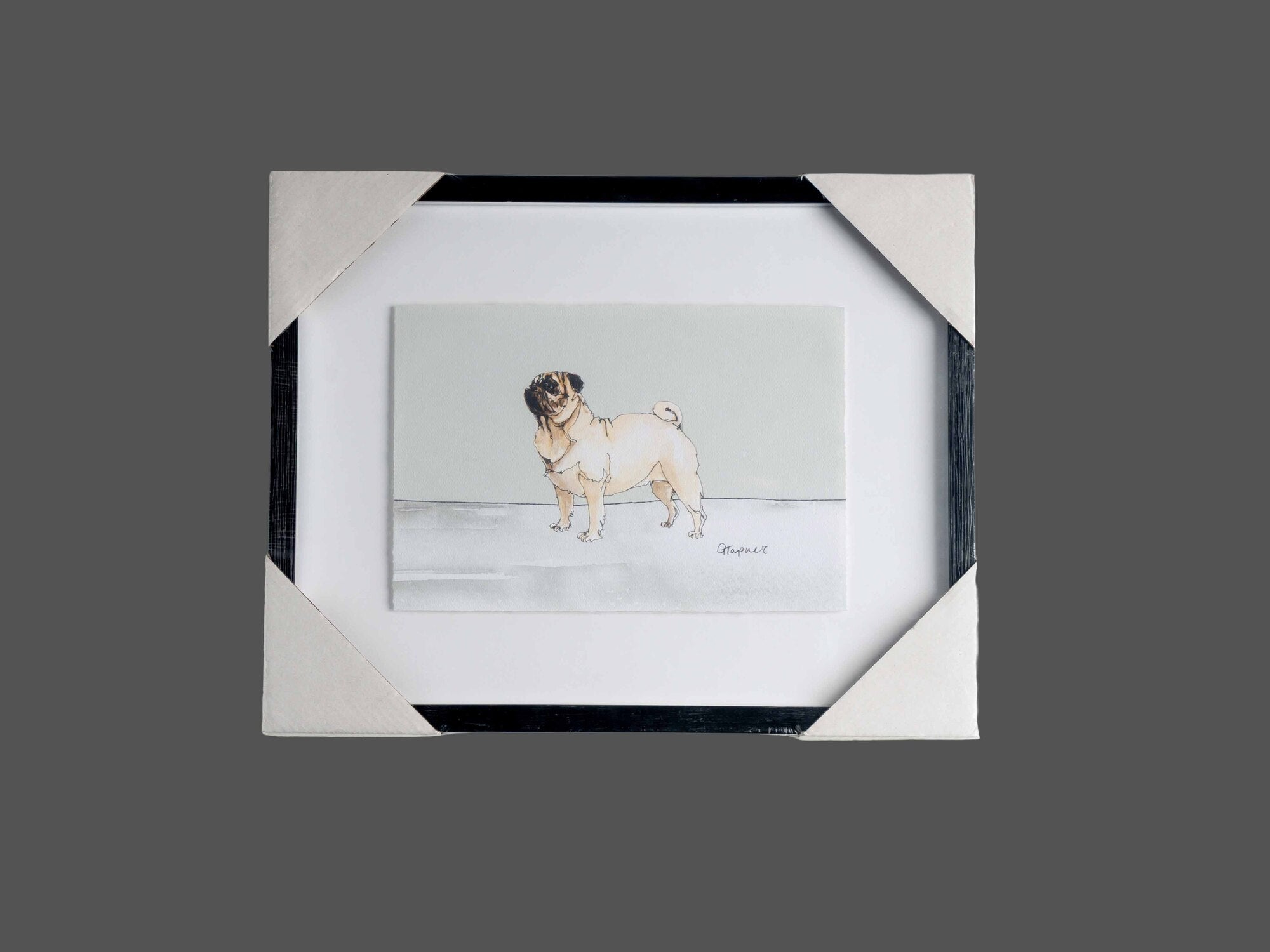 Framed Wall Art w/ Dog Image