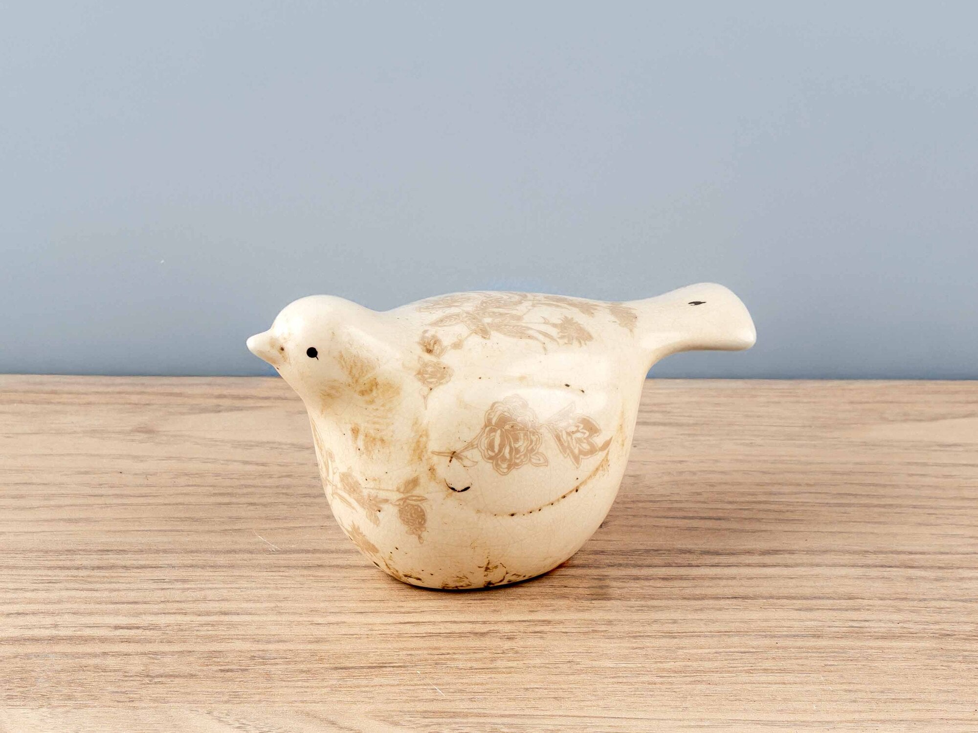 Ceramic Bird w/ Floral Decal, 3 Colors