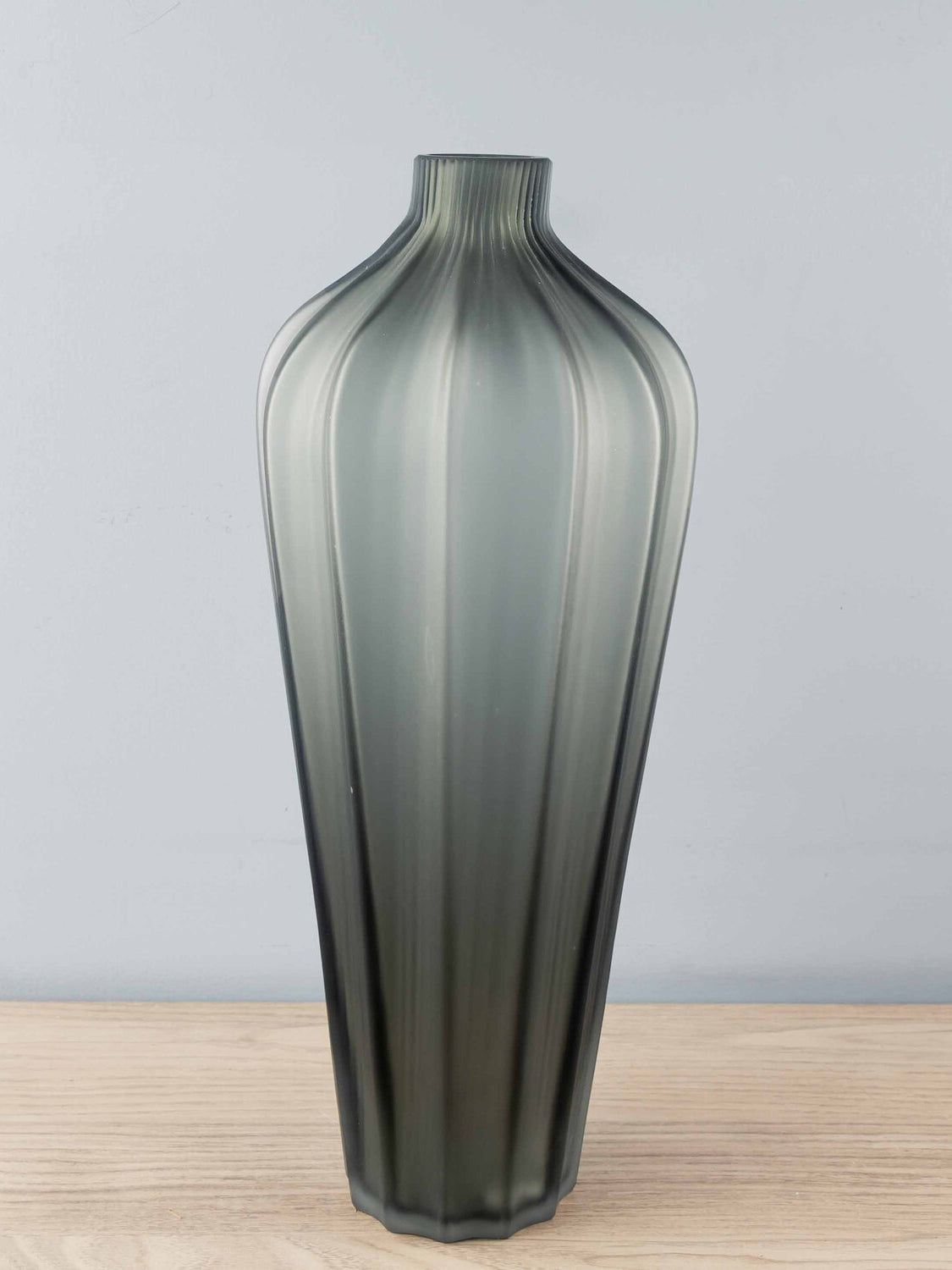Carved Glass Vase, Grey, Large