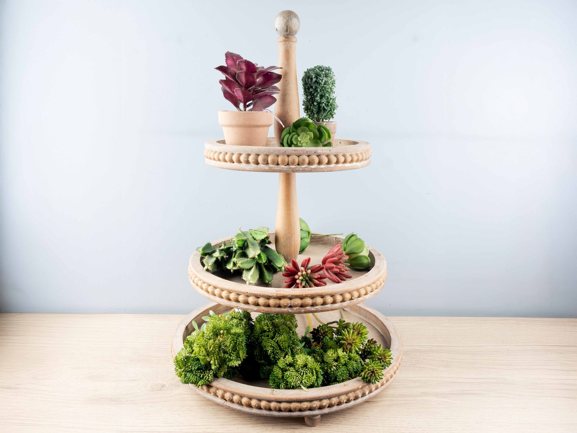 Decorative Wood 3-Tier Tray