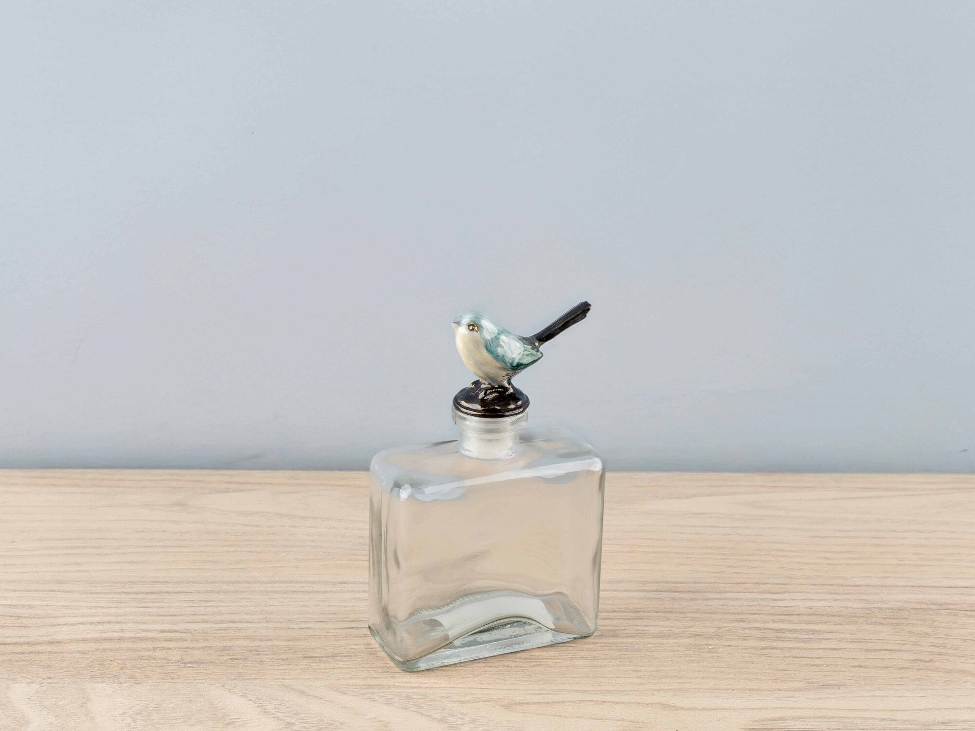 Glass Bottle w/ Pewter Bird Stopper, 4 Styles