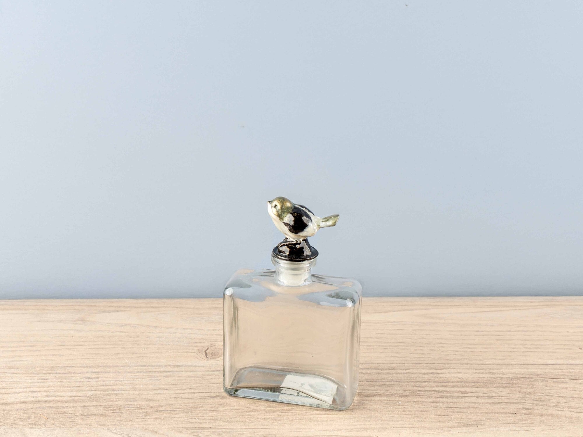 Glass Bottle w/ Pewter Bird Stopper, 4 Styles