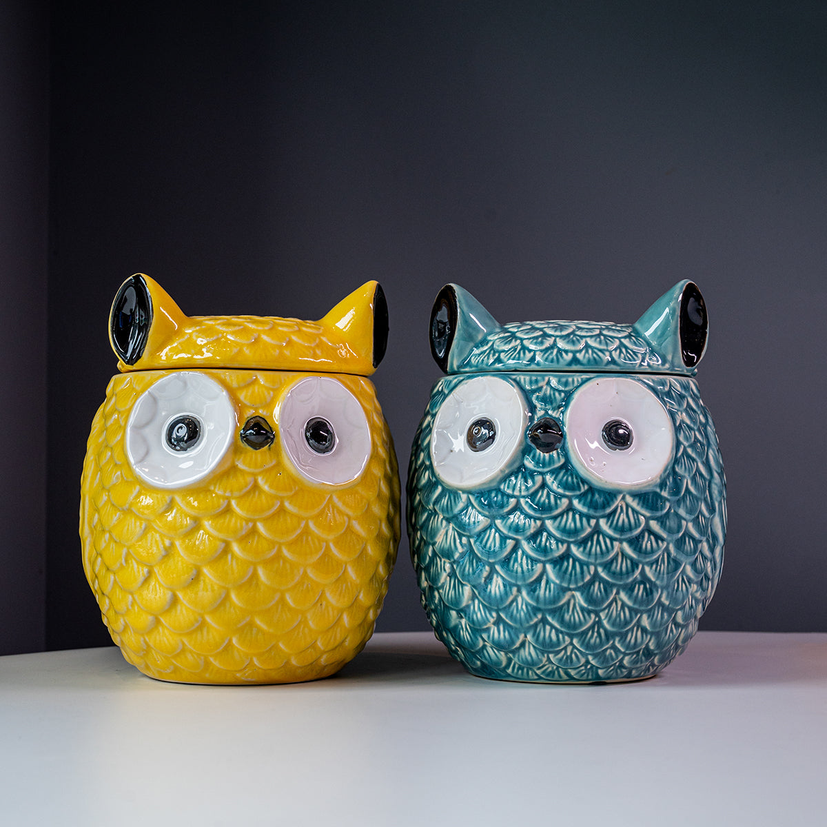 Stoneware Owl Ginger Jar