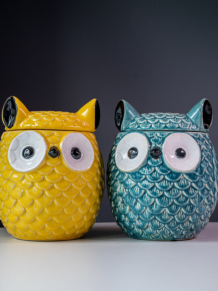 Stoneware Owl Ginger Jar