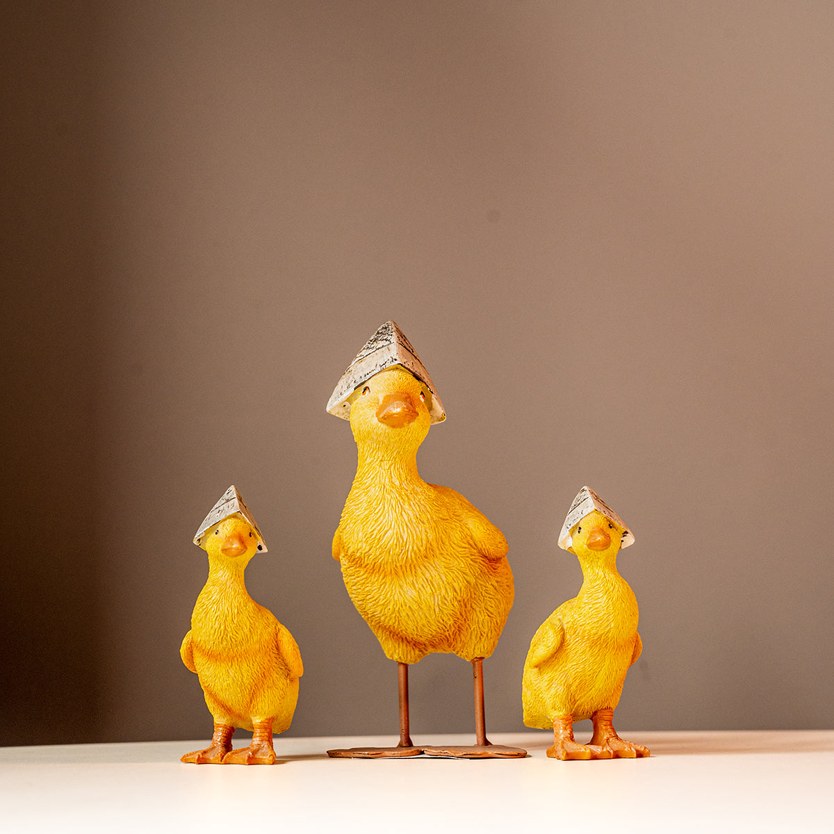 Resin Duck Family, Set of 3, Yellow