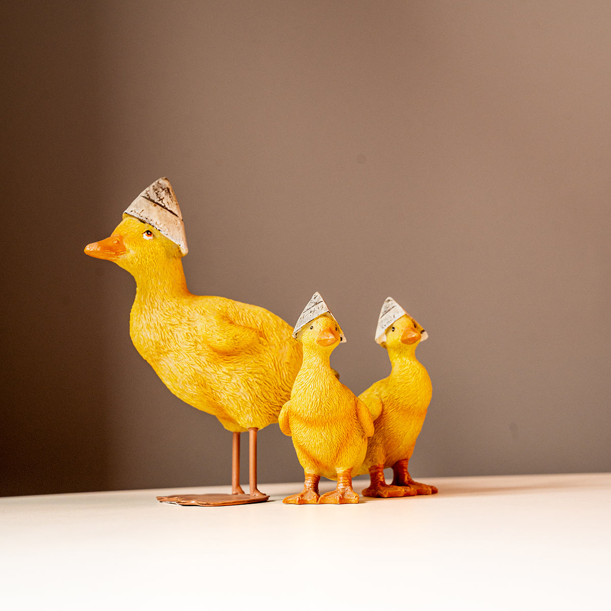 Resin Duck Family, Set of 3, Yellow