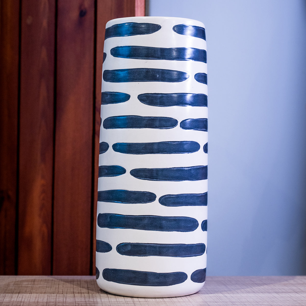 Dolomite Vase w/ Stripes, Black & White