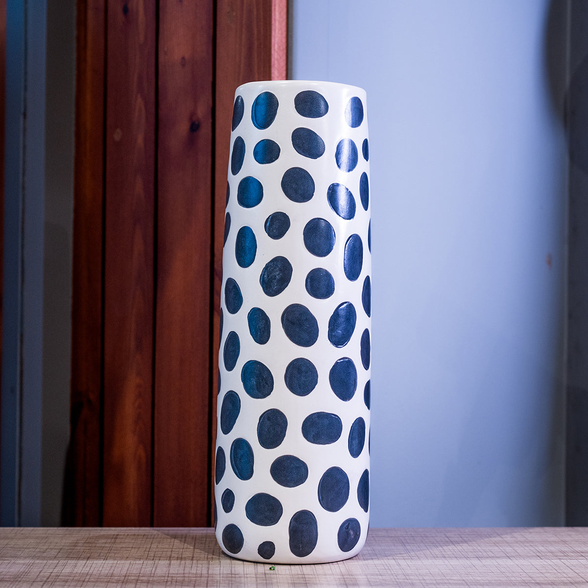 Dolomite Vase w/ Polka Dots, Black & White