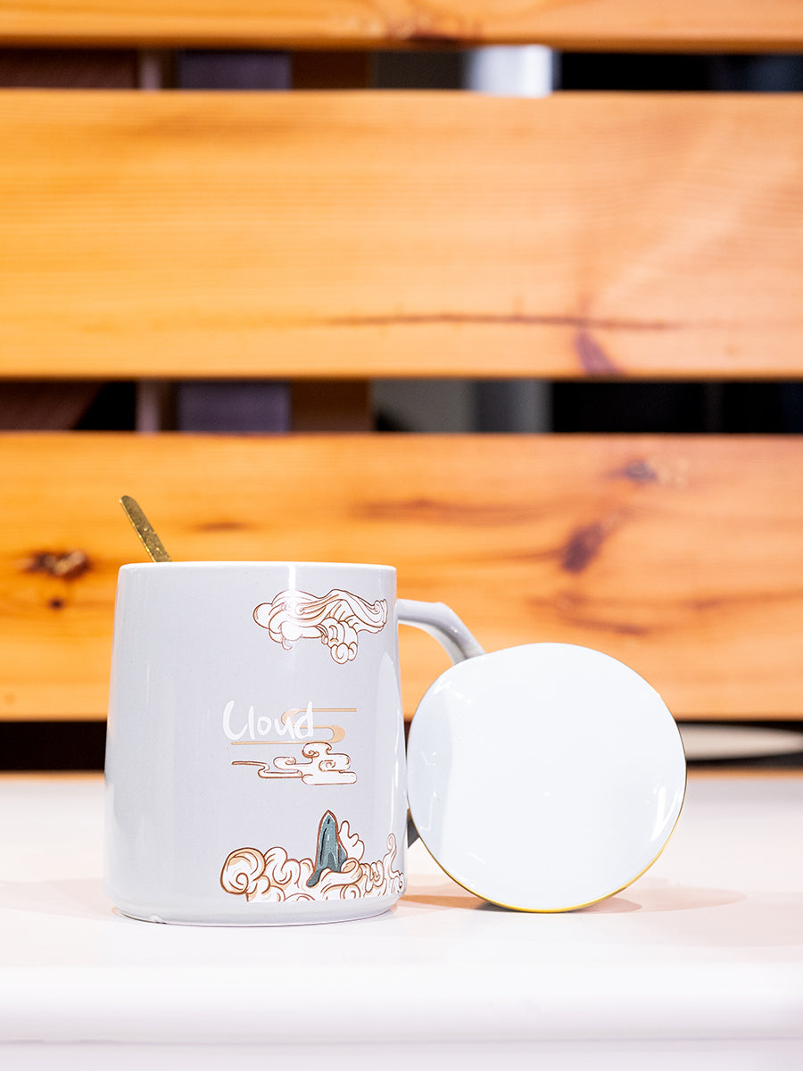 Ceramic Mug w/ Lid & Spoon in Color Box, Set of 3