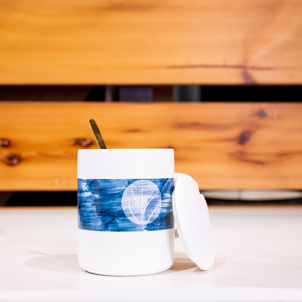 Ceramic Mug w/ Lid & Spoon in Color Box, Set of 3