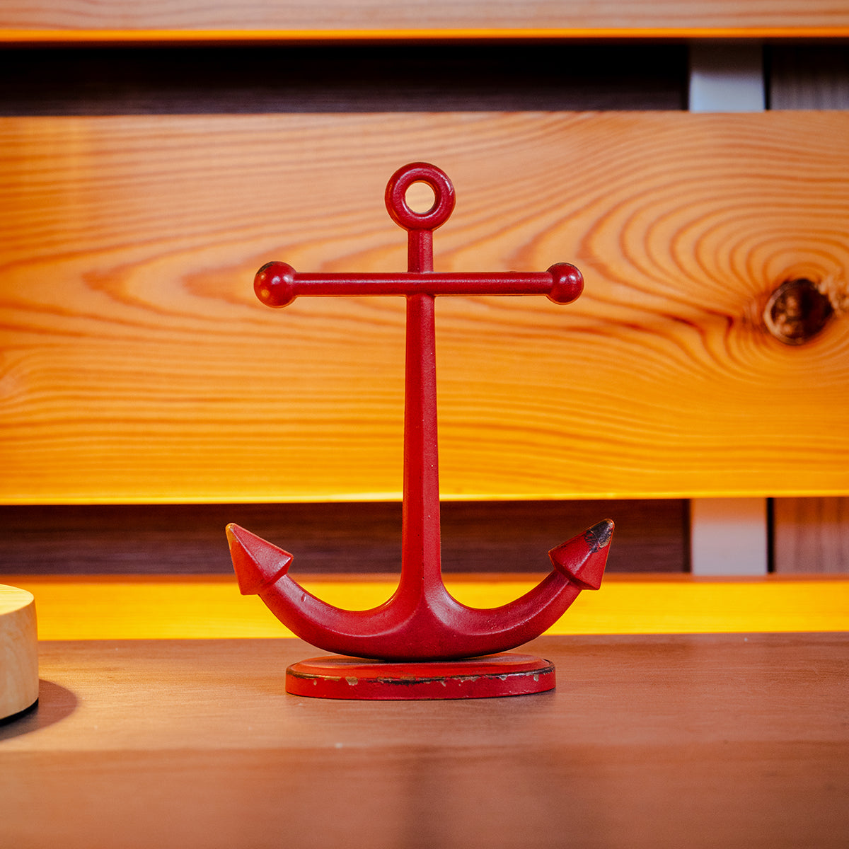 Pewter Anchor Shaped Ring Holder, Red