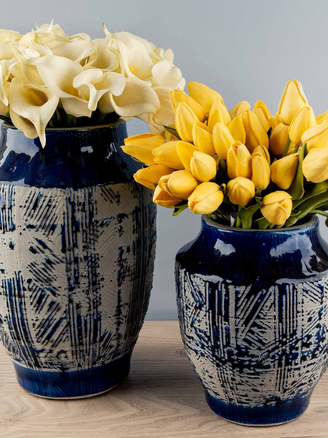 Terra-cotta Handmade Vase, Blue, Small