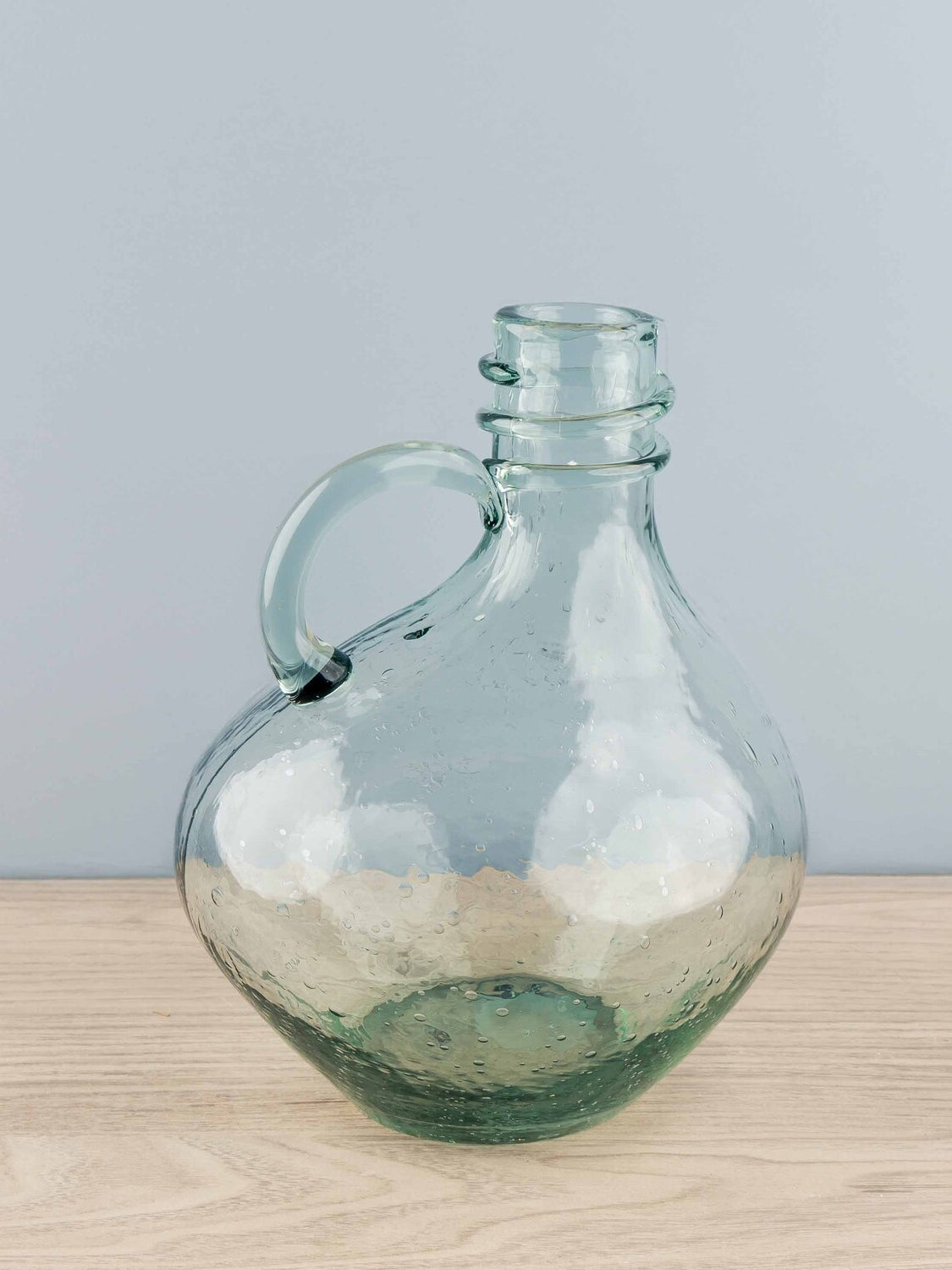 Glass Vase w/ Bubbles and Handle