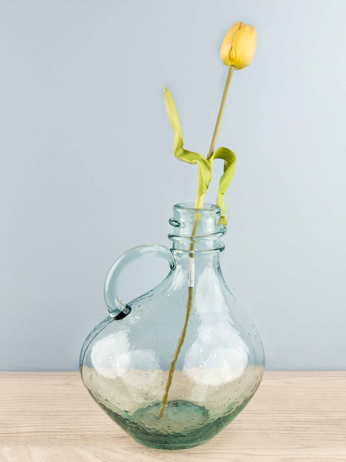 Glass Vase w/ Bubbles and Handle