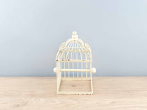 Metal Birdcage Shaped Toilet Paper Holder, Distressed White