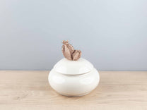 Large Resin &amp; Porcelain Jar w/ Cactus Lid, Pink