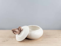Large Resin &amp; Porcelain Jar w/ Cactus Lid, Pink