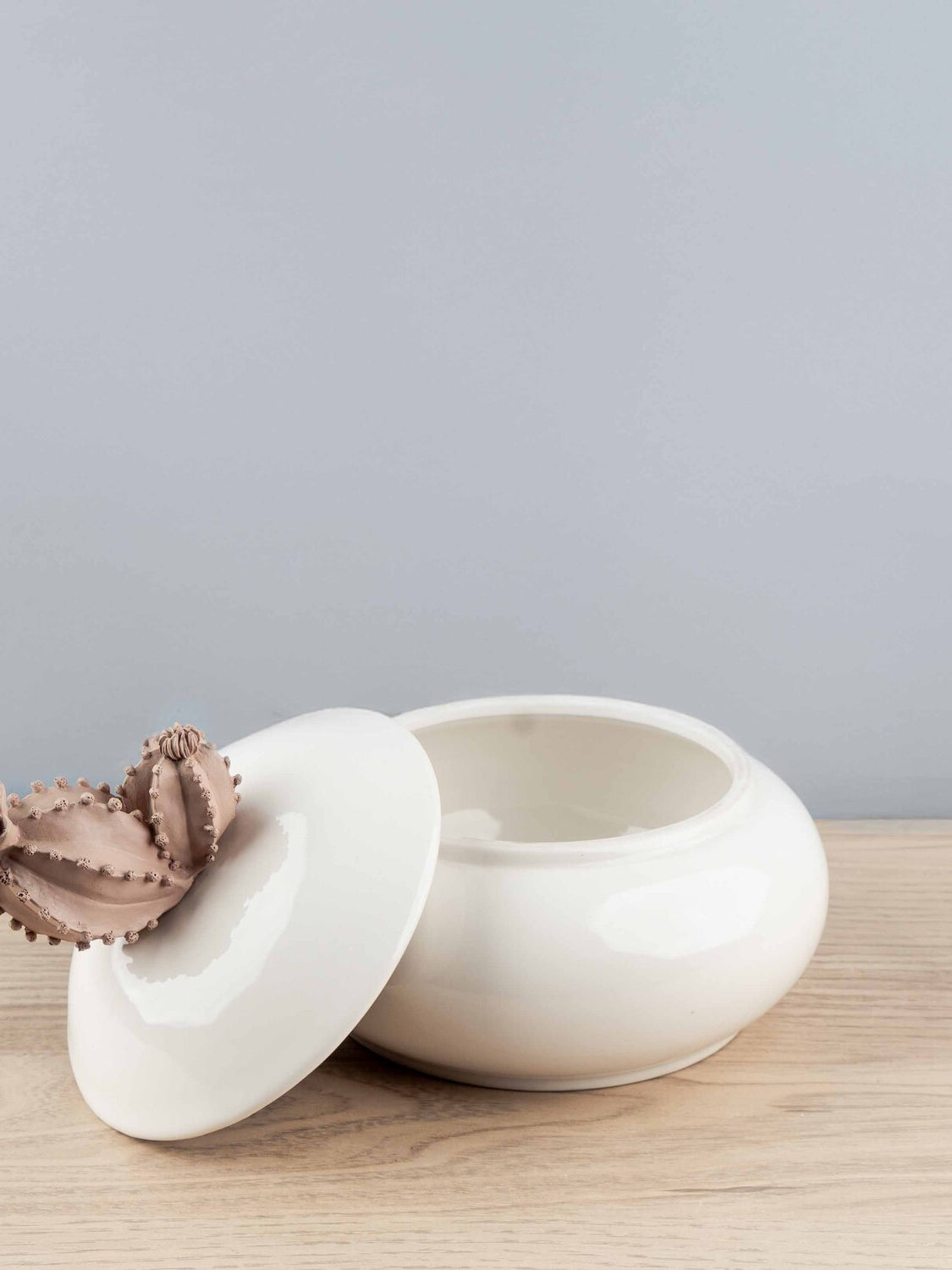 Large Resin & Porcelain Jar w/ Cactus Lid, Pink