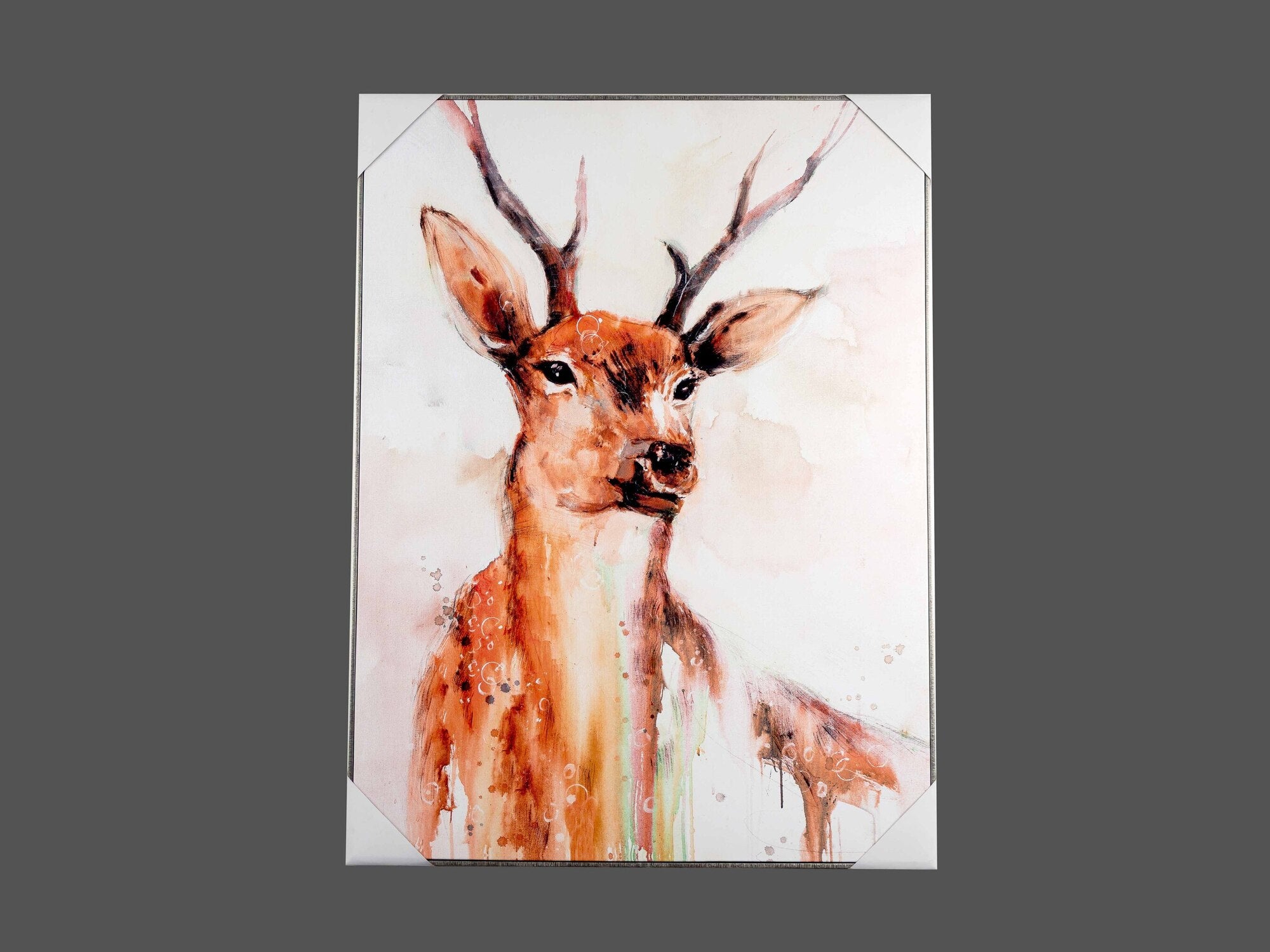 Canvas Hand-Painted Wall Art w/ Deer