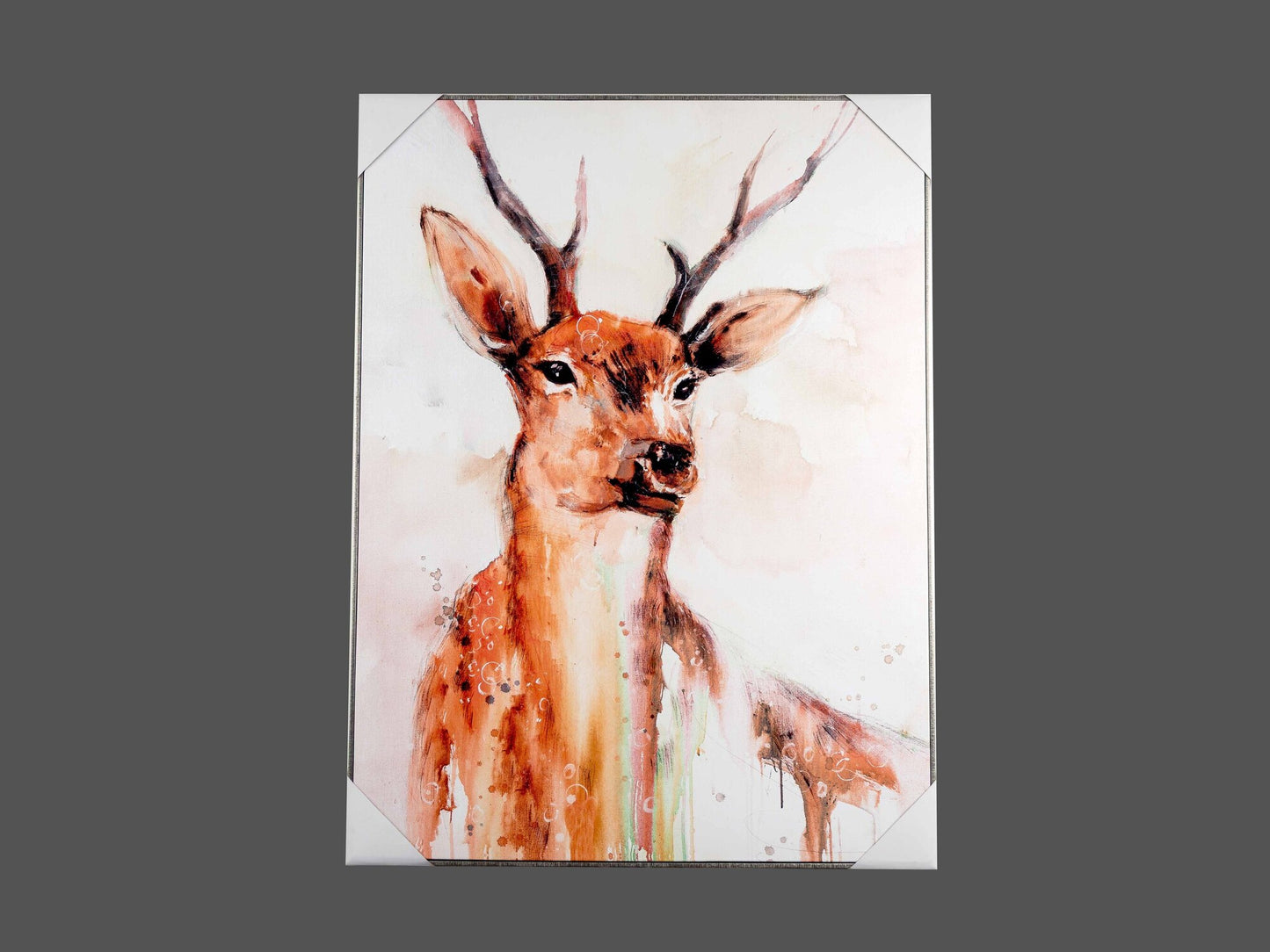 Canvas Hand-Painted Wall Art w/ Deer