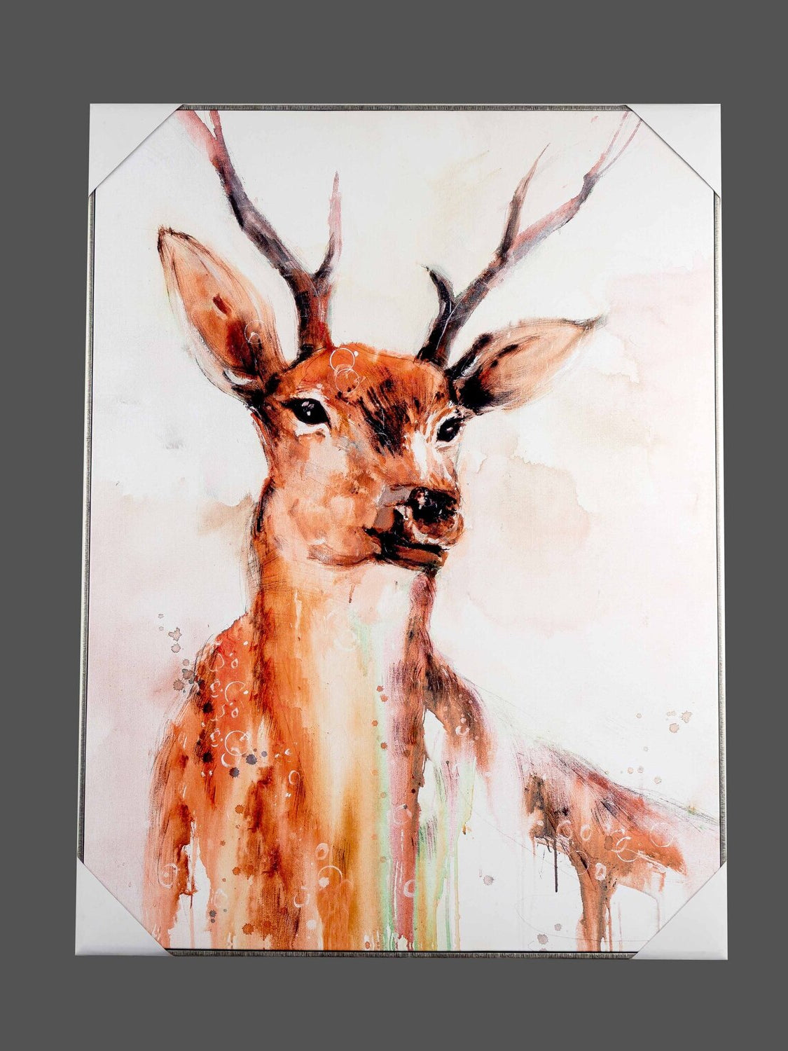 Canvas Hand-Painted Wall Art w/ Deer