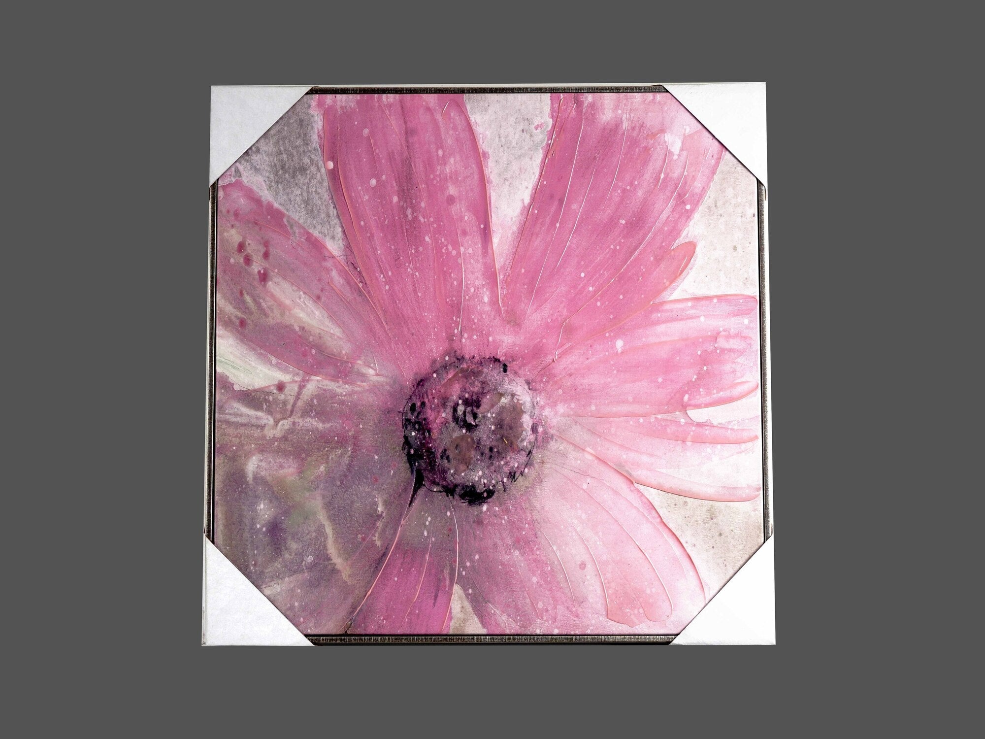 Canvas Hand-Painted Flower Wall Art, Pink, Styles 1