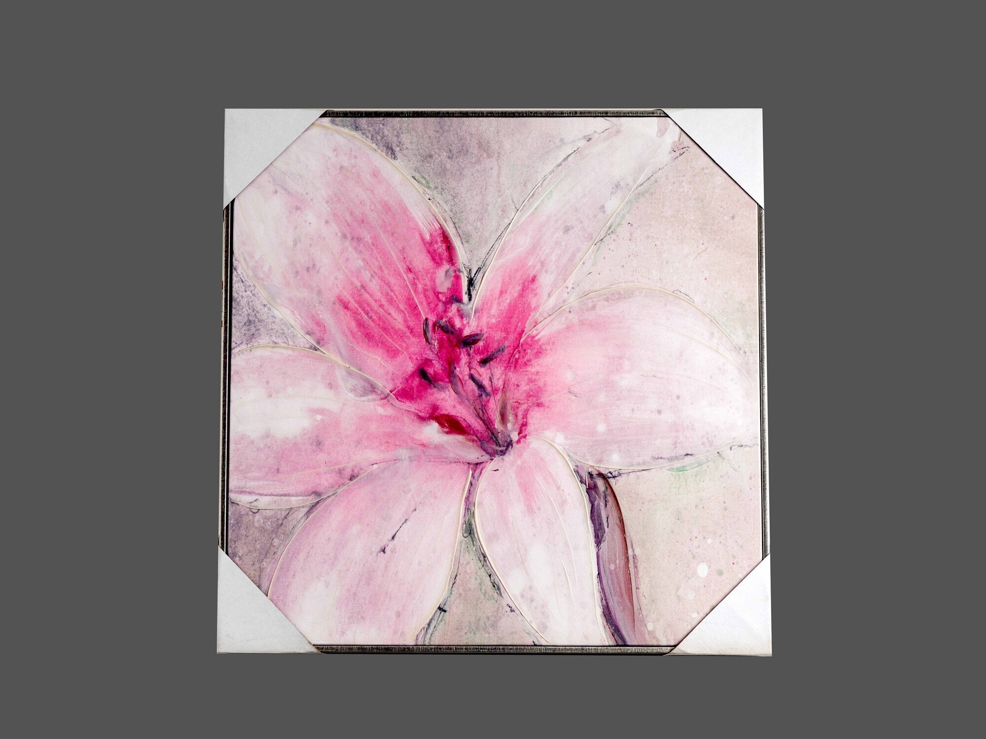 Canvas Hand-Painted Flower Wall Art, Pink, Styles 2