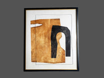 Fir Framed Wall Art w/ Abstract, Gold &amp; Black, Style 2