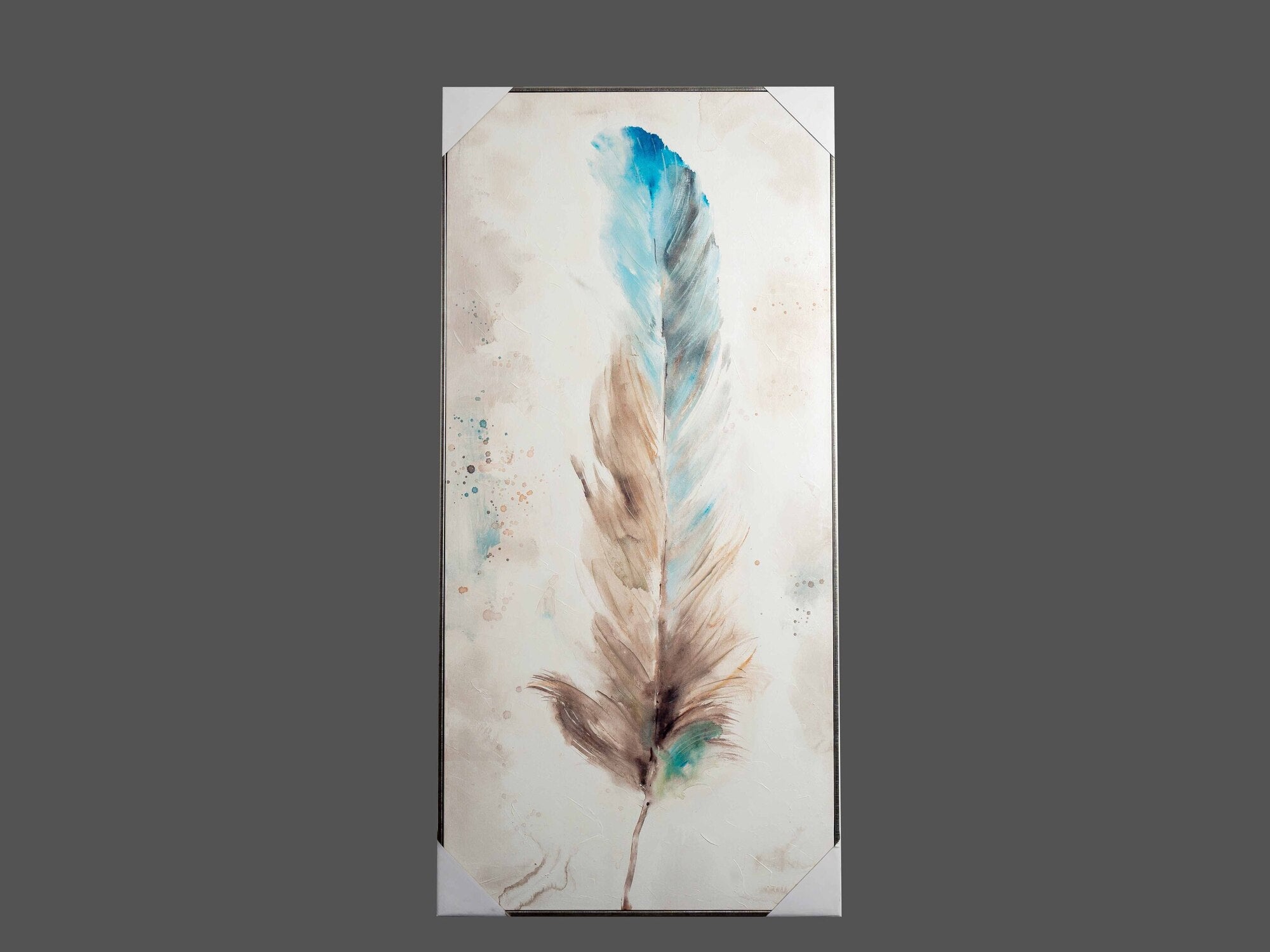 Canvas Wall Art w/ Feather Image, Set of 2