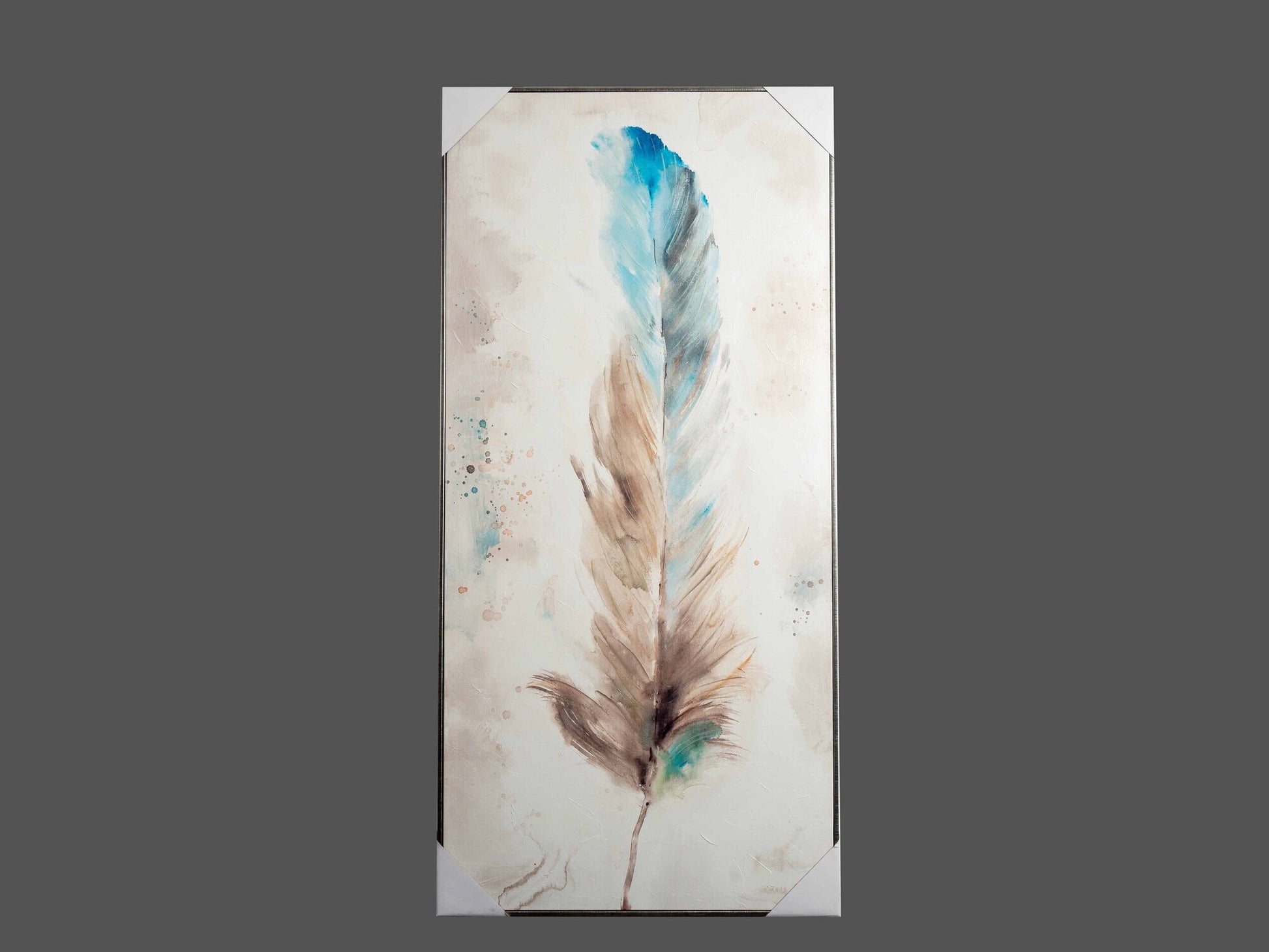 Canvas Wall Art w/ Feather Image