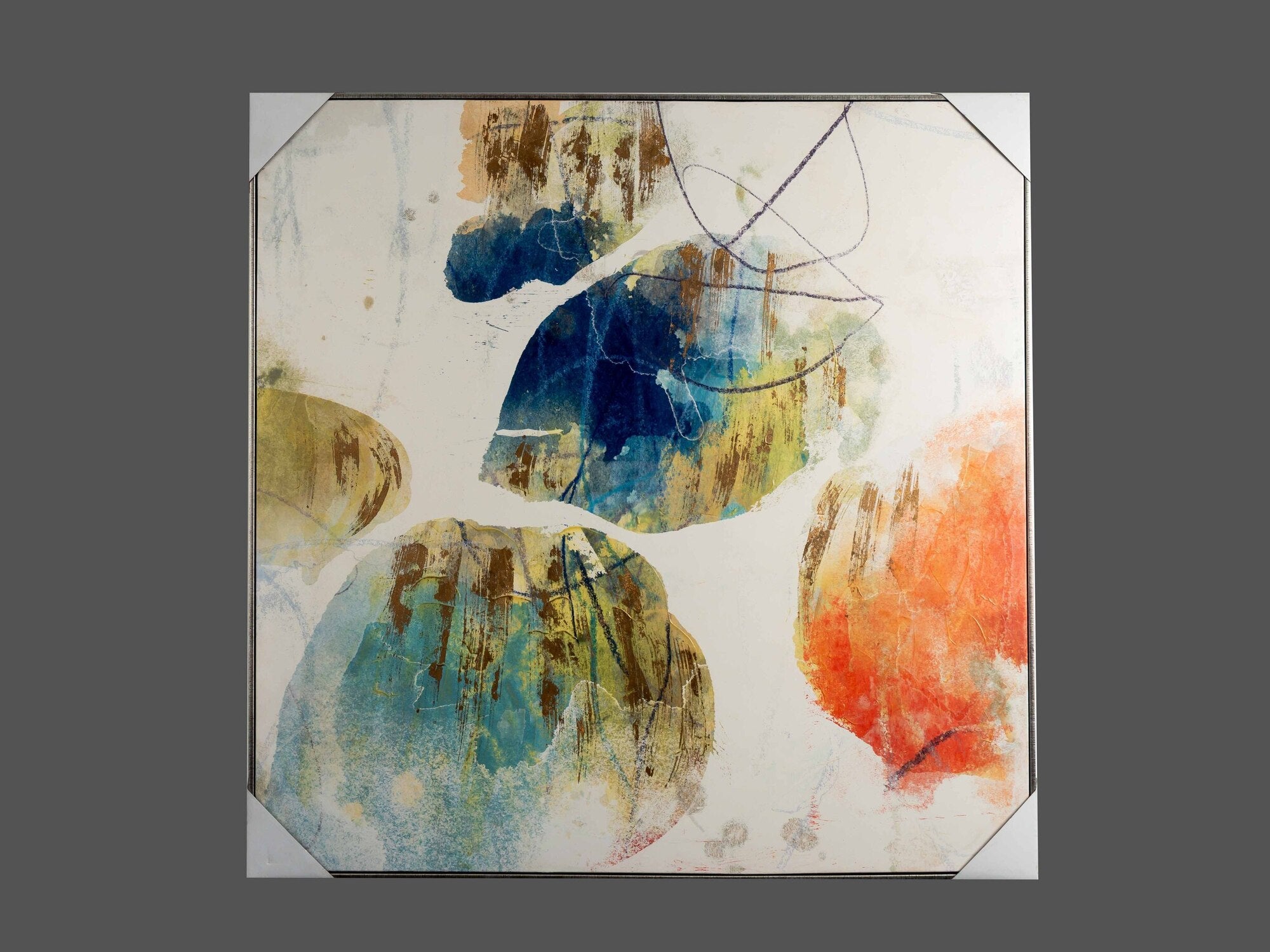 Canvas Hand-Painted Wall Art w/ Leaves