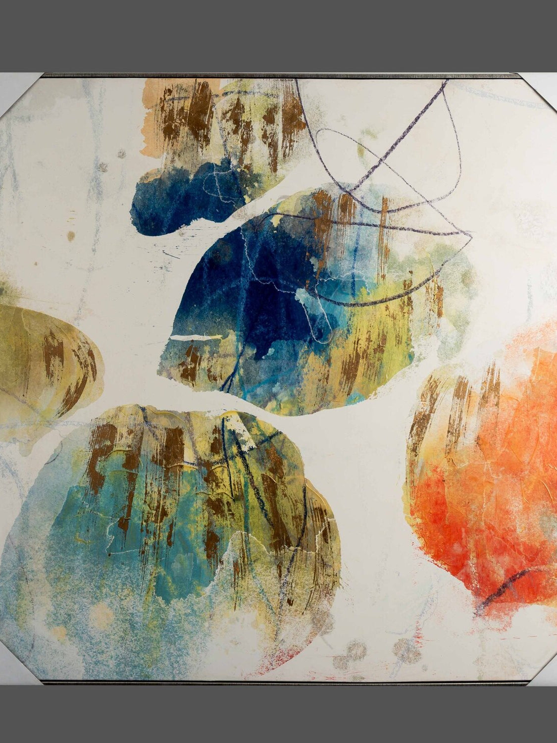 Canvas Hand-Painted Wall Art w/ Leaves