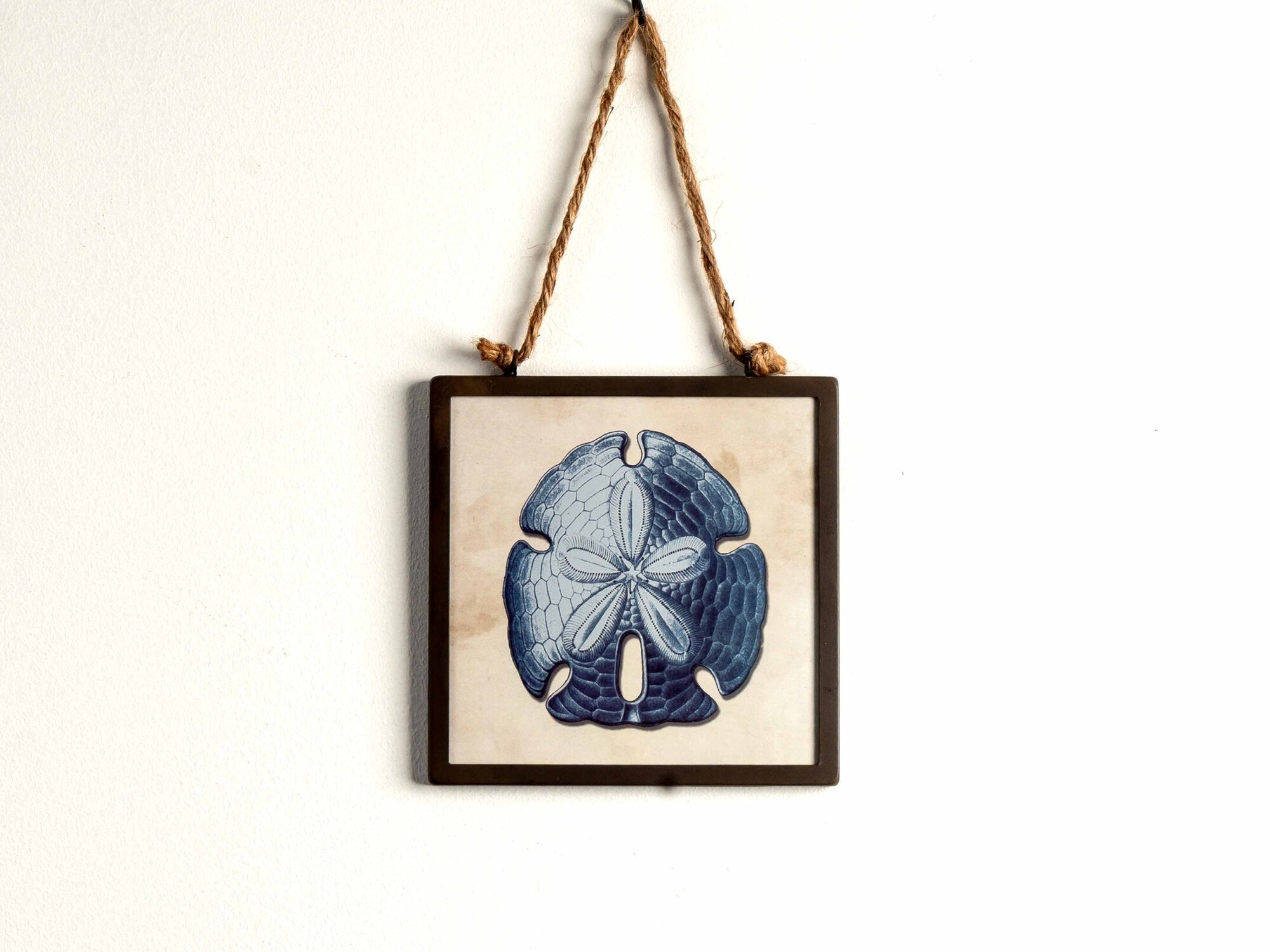 Metal Framed Wall Décor W/ Sea Animals Image, Indigo, Styles 1