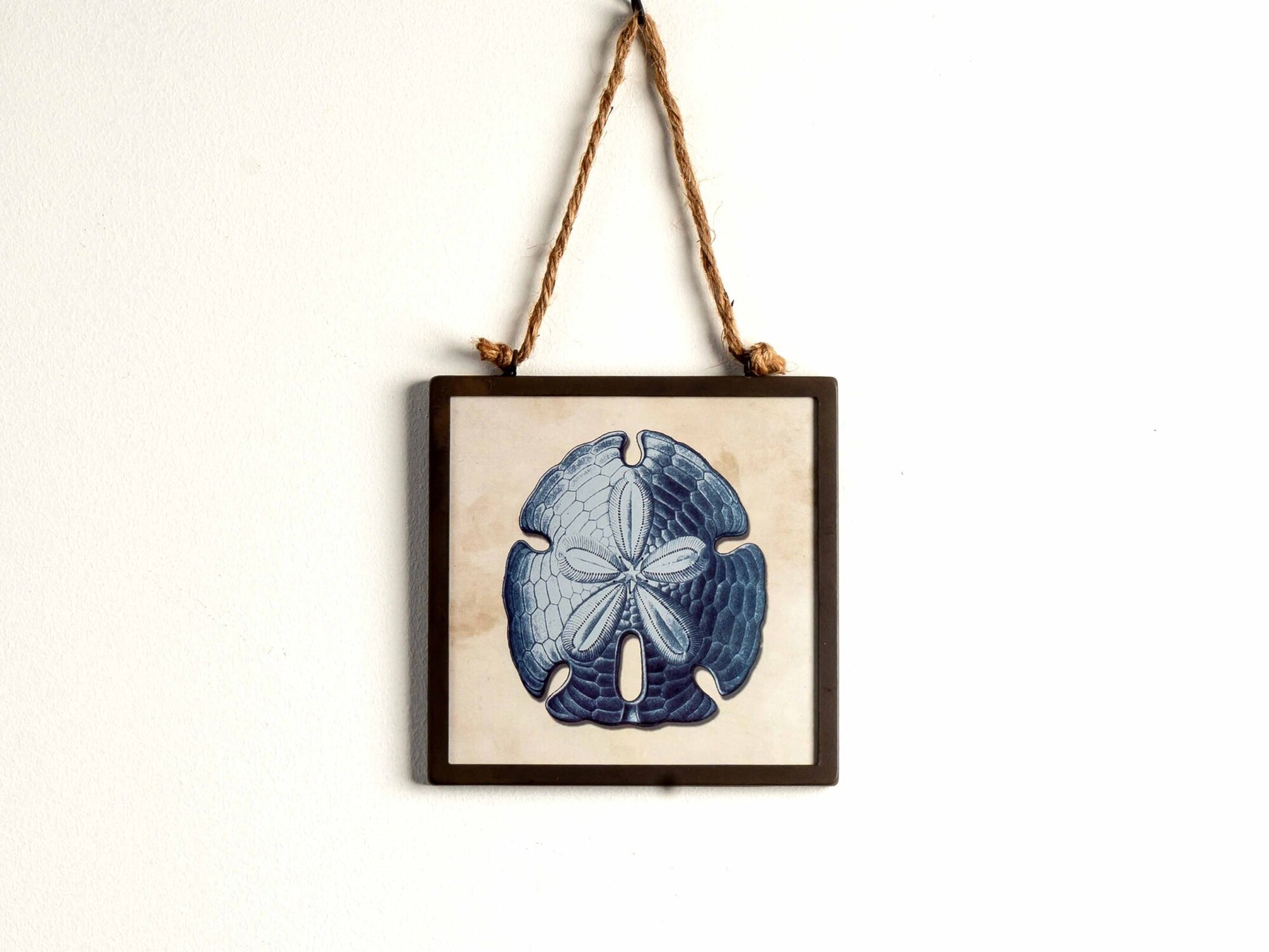 Metal Framed Wall Décor W/ Sea Animals Image, Indigo, Styles 1