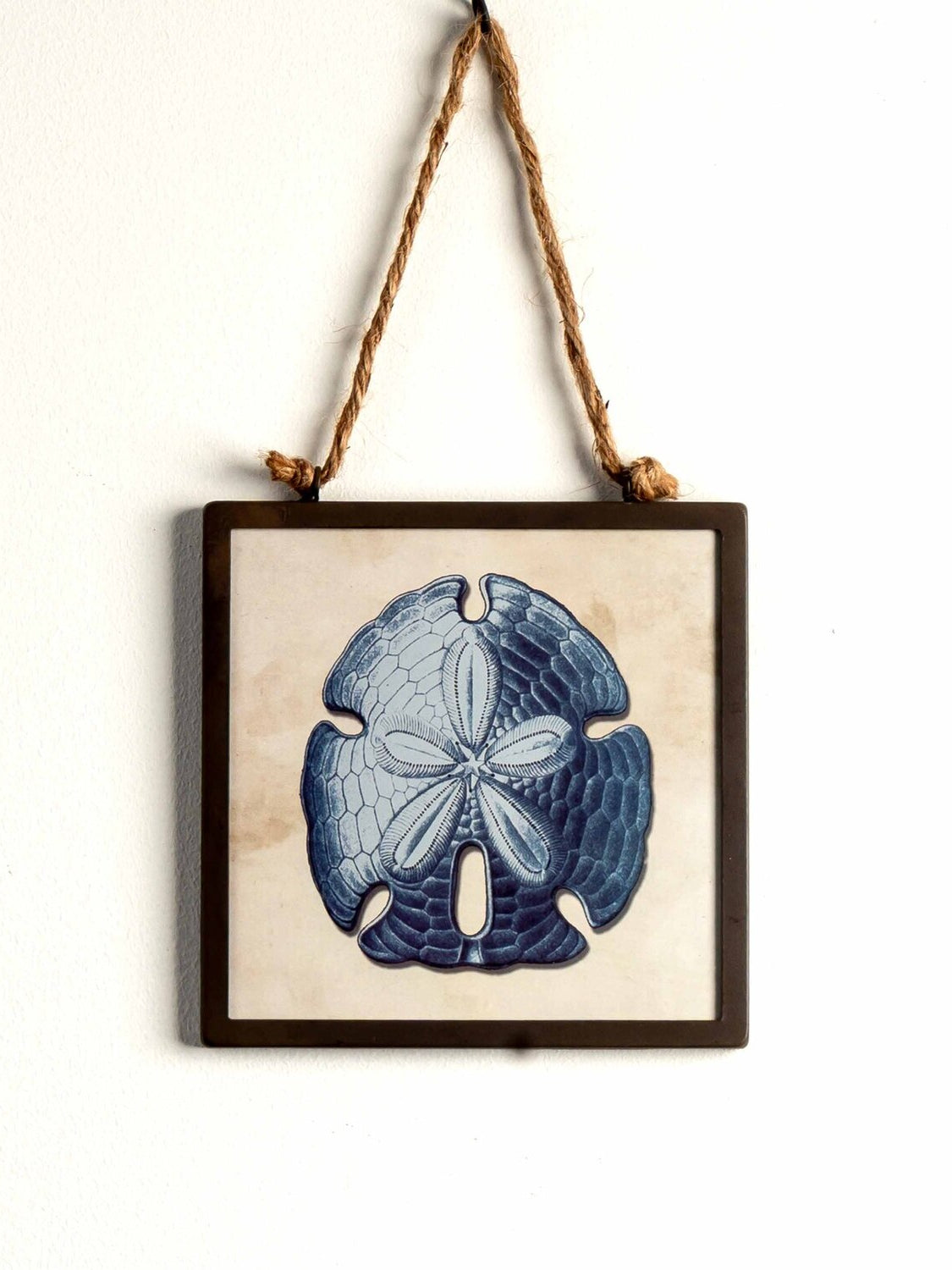 Metal Framed Wall Décor W/ Sea Animals Image, Indigo, Styles 1