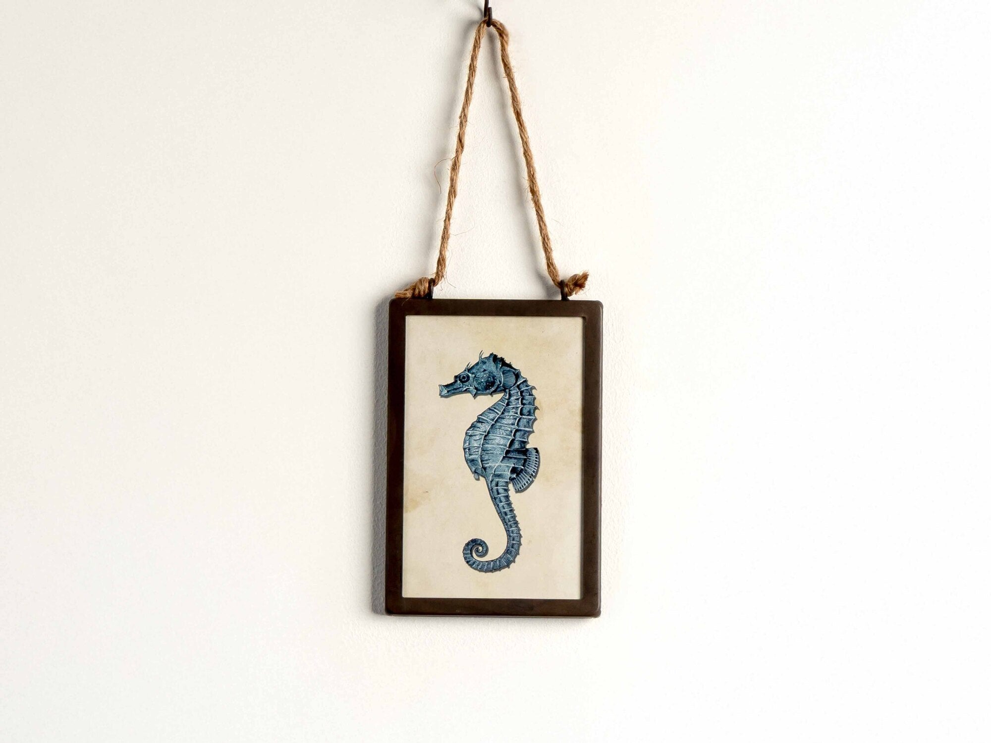 Metal Framed Wall Décor W/ Sea Animals Image, Indigo, Styles 2