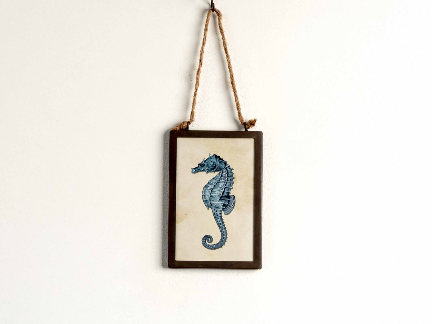 Metal Framed Wall Décor W/ Sea Animals Image, Indigo, Styles 2