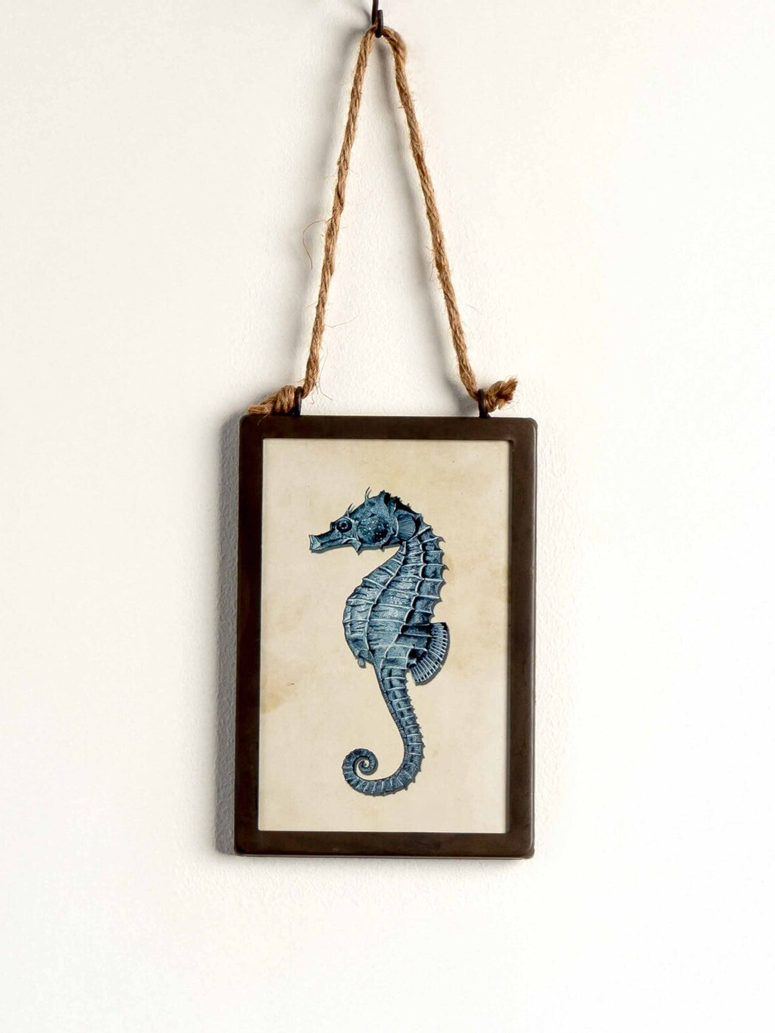 Metal Framed Wall Décor W/ Sea Animals Image, Indigo, Styles 2