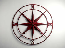 Metal Compass Wall Décor, Distressed Red