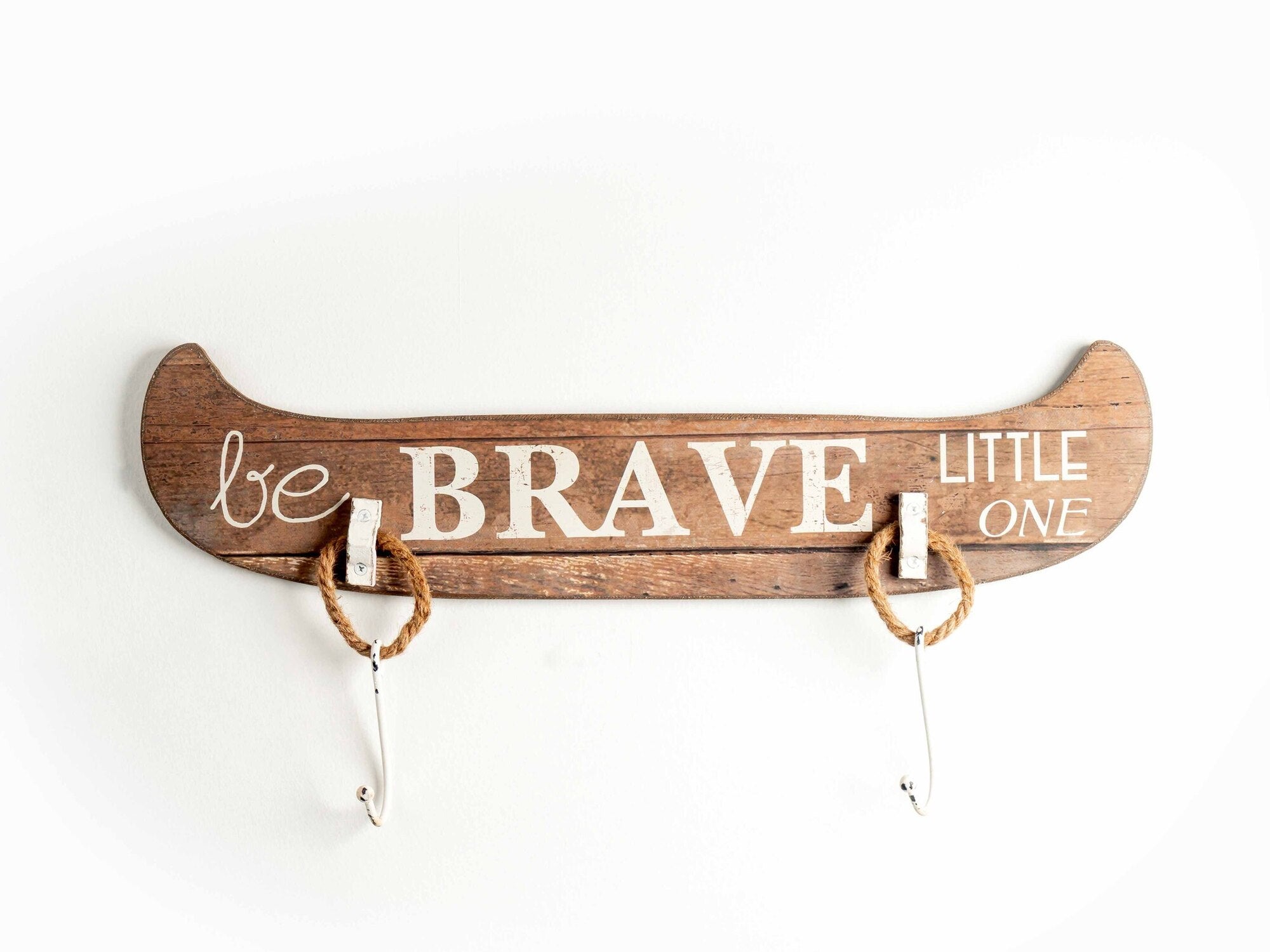 MDF Canoe Shaped Wall Hanger w/ 2 Metal Hooks