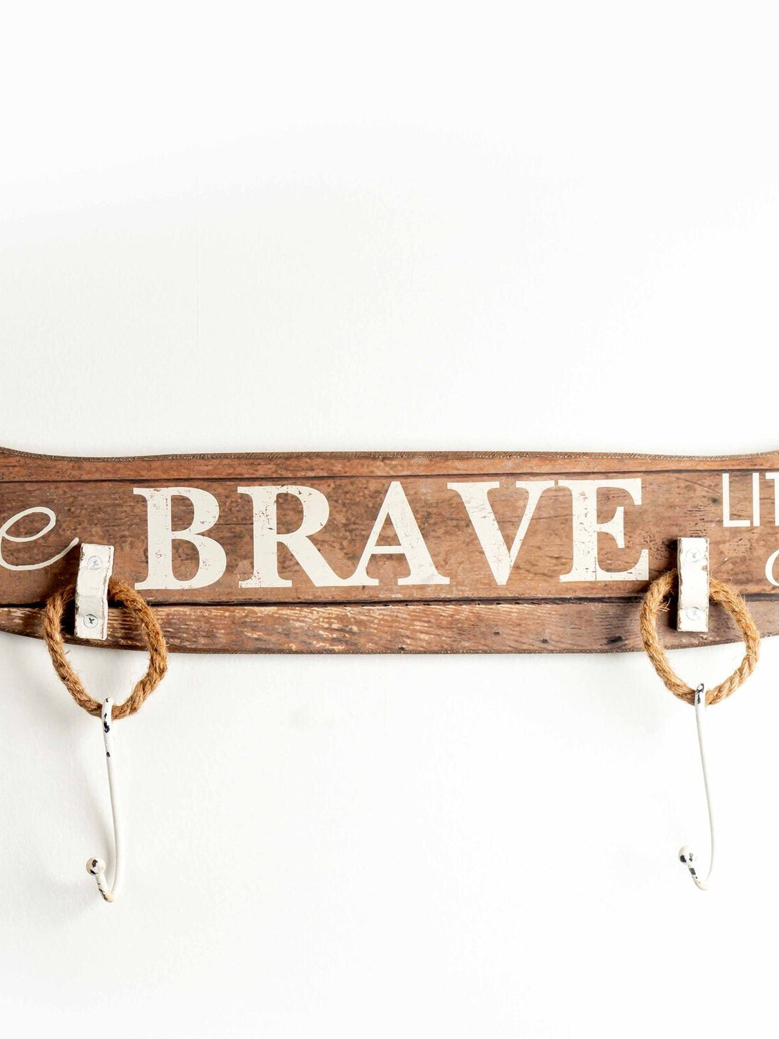 MDF Canoe Shaped Wall Hanger w/ 2 Metal Hooks