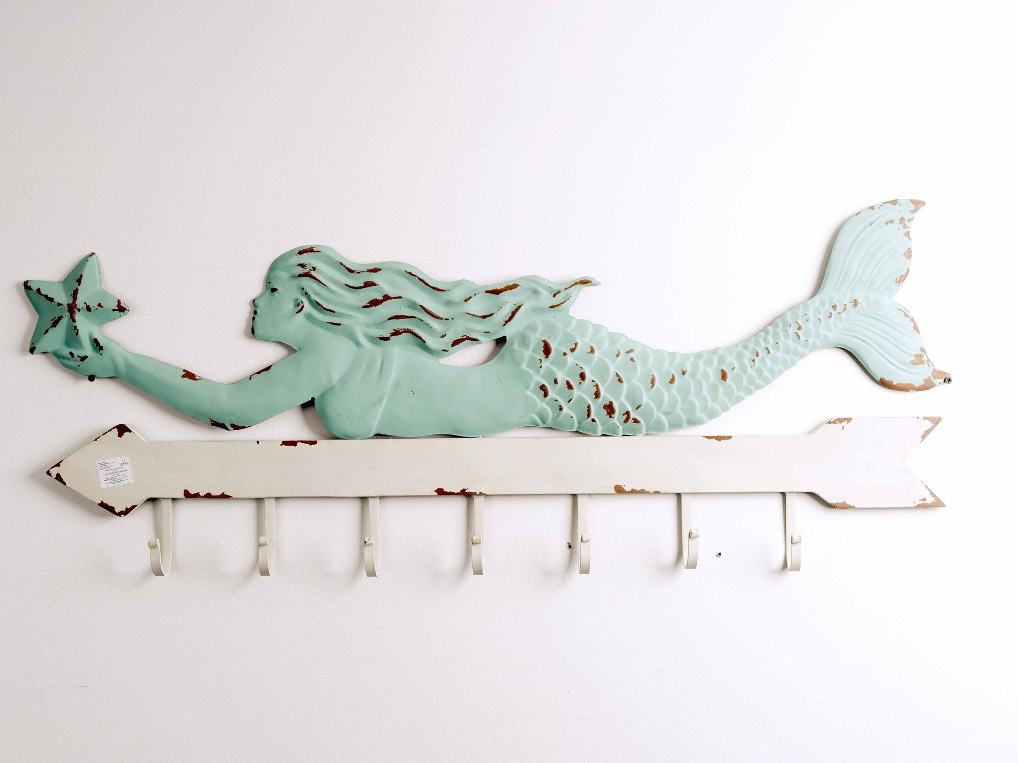 Metal Mermaid Wall Décor w/ Hooks