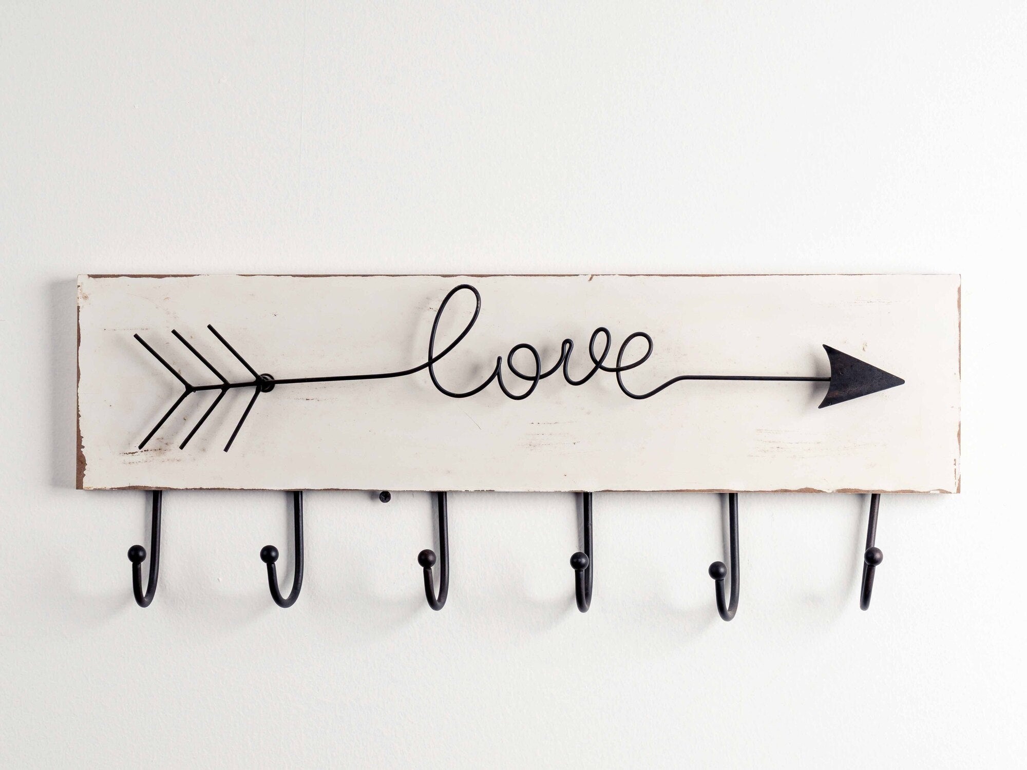 MDF & Metal Wall Hooks "Love" Arrow