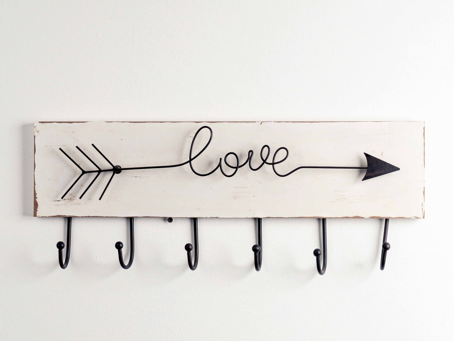 MDF & Metal Wall Hooks "Love" Arrow