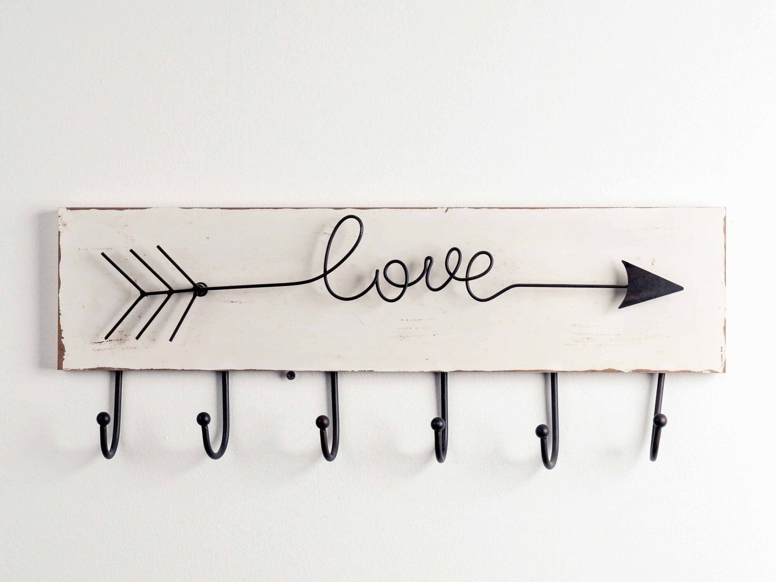 MDF &amp; Metal Wall Hooks "Love" Arrow