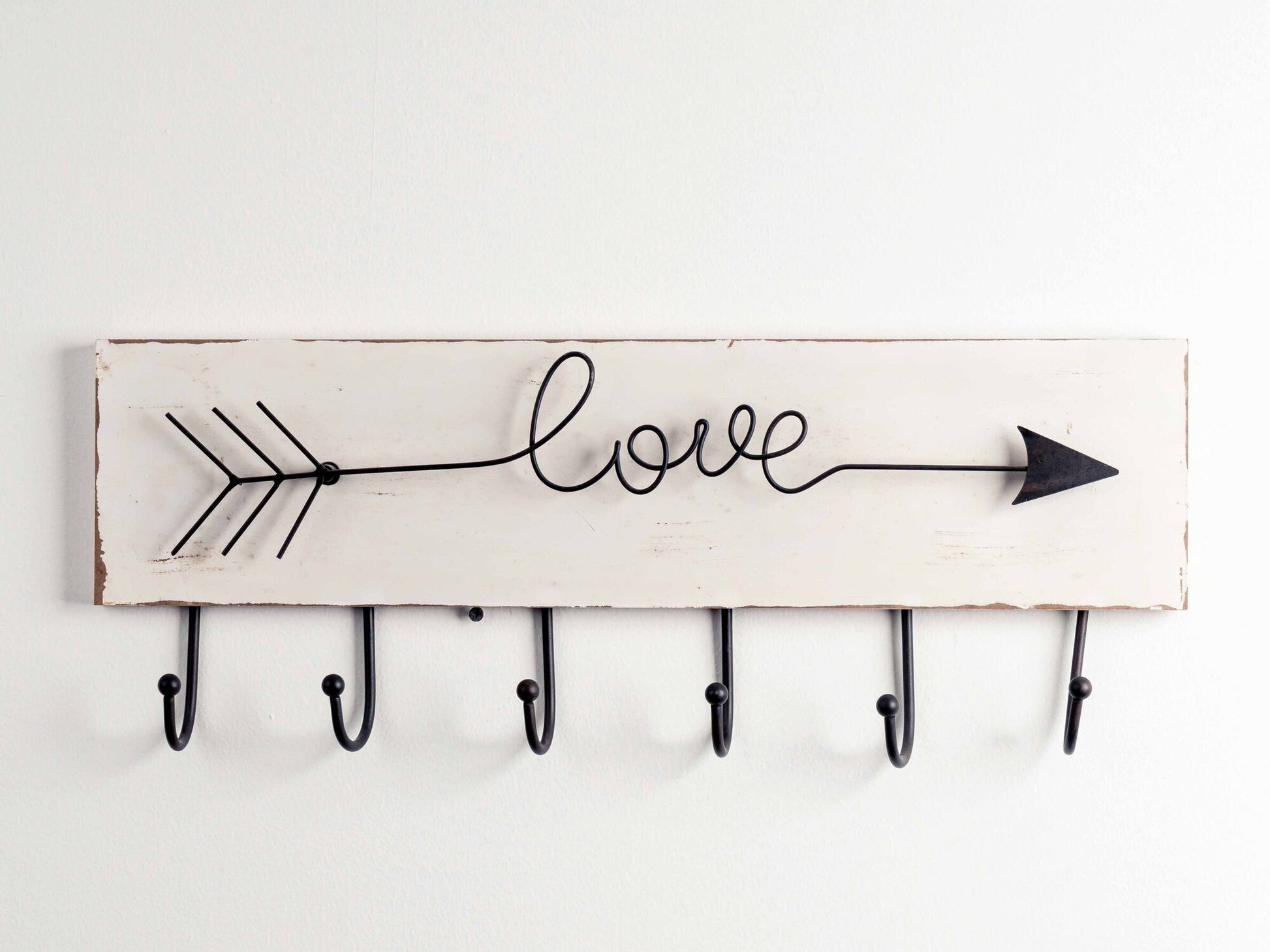 MDF &amp; Metal Wall Hooks "Love" Arrow